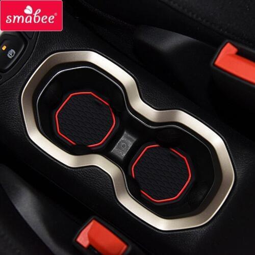 Smabee Gate slot pad Mat for For JEEP RENEGADE 2016-2018 Non-slip Mats Interior Door Pad/Cup Mat red/white/black