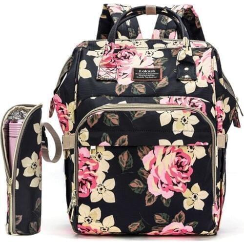 Fashion Baby Diaper Bag Backpack Floral Waterproof Multi-Functional Travel Nappy Bag Include Changing and Pad Insulated Pouch