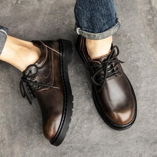 2021Fashion Men Casual High Quality Genuine Leather Men Dress Lace-up Office Comfy Slip-on Shoes Male Breathable Oxfords