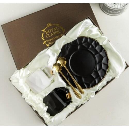 European style coffee cup set high-end ceramic cup and saucer luxury gift box ins wind gift desktop cup simple