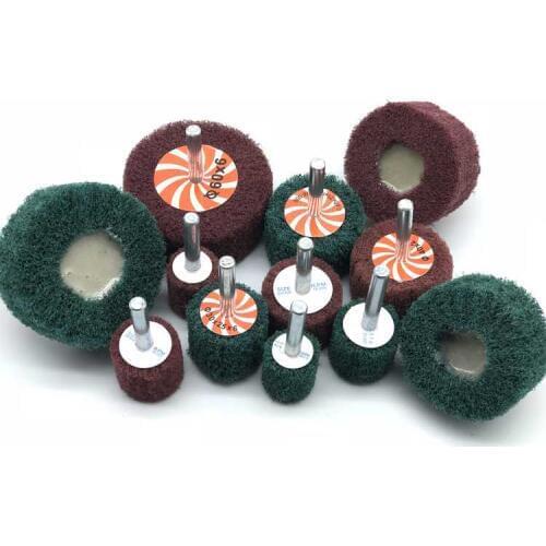 New 10pcs Nylon Fiber Abrasive Polishing brush Disc Mounted Fiber Wheel With 6mm Shank Fits Rotary Tools