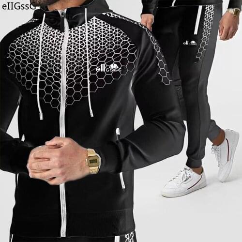 Spring and summer new mens sportswear two-piece sweater + pants mens sportswear suit letter printing jogging suit mens trend
