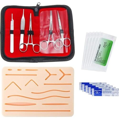 Teaching Suture Training Kit Skin Operate Suture Practice Model Training Pad Needle Scissors Teaching Resources
