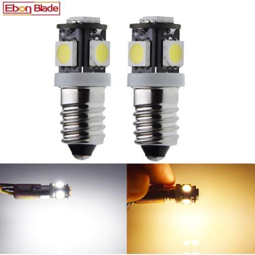 Pair E10 led light bulbs 1447 Screw 3V 6V 12V 24V DC Instrument Indicator bulb 5SMD 5050 flashlight Torch Lamp White Warm White