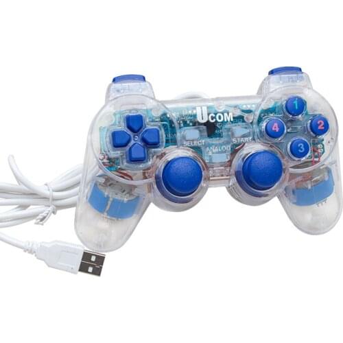 POWERMASTER UCOM-704 DOUBLE SHOCK TRANSPARENT JOYPAD GAME HANDLE