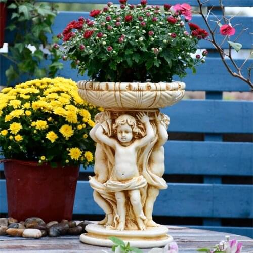 Garden Succulent Green Plant Cupid Angel Flower Pot Decoration Outdoor Fengshui Courtyard Balcony Sculpture Accessories Crafts
