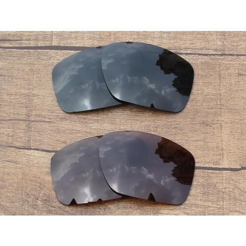 Vonxyz 2 Pairs Stealth Black & Bronze Brown Polarized Replacement Lenses for-Oakley Big Taco Frame