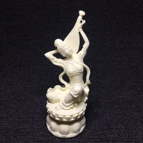 Pipa girl sculpture statue White modern art hand carved Home living room decoration office decorations Lotus beauty statue