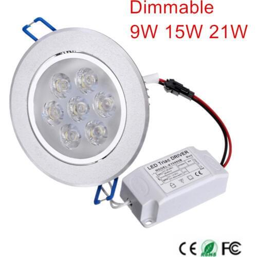 2pcs LED Downlight Dimmable CREE 9W 15W 21W items White shell lights for home Bathroom living room kitchen lighting