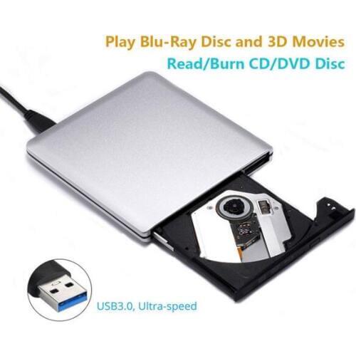 TPFEEL USB 3.0 External Bluray Drive BD-RE Burner Writer DVD Recorder Writer DVD+/-RW DVD-RAM 3D Player Aluminum Silver