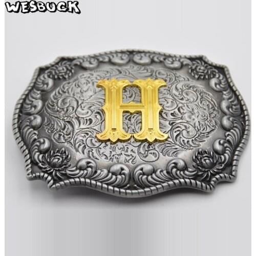 WesBuck Brand Fashion Buckle Big Letters H Metal Belt Buckles for Men Women Cowboy Cowgirl Belt Head