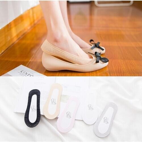 ZDL-111 Ice Silk Womens Socks Silicone Non-slip Solid Color 10pairs