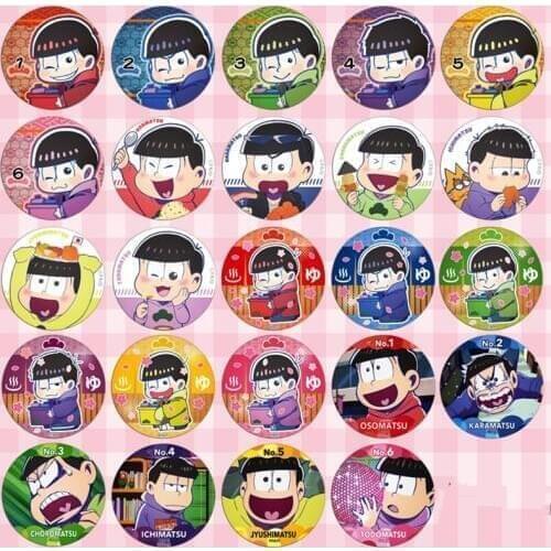 1pcs 58MM Anime Badge Osomatsu San Mr osomatsu san Ichimatsu Karamatsu Choromatsu BADGE Pins Food Daily Life osomatsu BROOCH