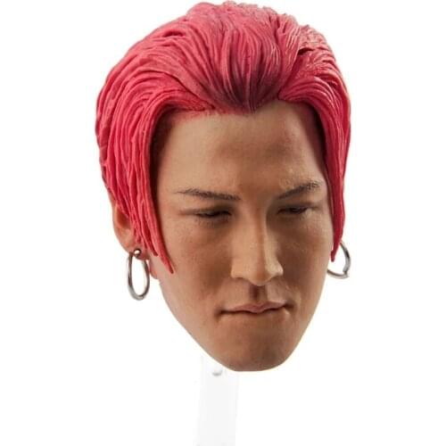1/6 Scale bigbang Korean Red Hair Earrings Male Carved Accessory Head Sculpt Modelfor 12'' Body In Stock Collectible