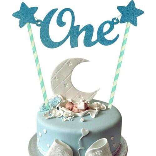 Baby 1st Birthday Cake Topper One Cake Toppers DIY Colorful Baby Shower Smash Cake Decorations Child Kid Birthday Party Supplies