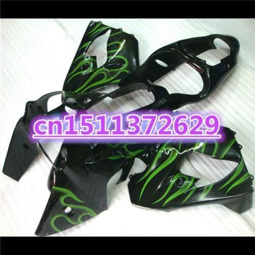 100%new Motorcycle Fairing kit for KAWASAKI Ninja ZX-9R 00-01 ZX9R green flame in black ZX 9R 00 01 2000 2001 Fairings set-Dor
