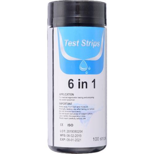 100pcs 6 In 1 Aquarium Test Strip Water Qualities Test Strips PH Level Hardness Nitrite Fish Tank PH Testing Paper