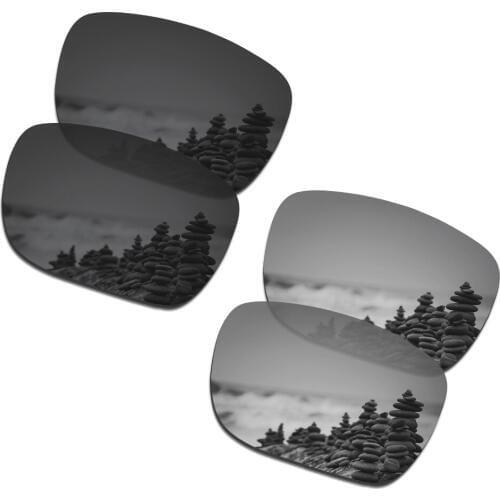 SmartVLT 2 Pairs Polarized Sunglasses Replacement Lenses for Oakley Holbrook XL Stealth Black and Silver Titanium