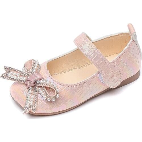 CNFSNJ 2021 Girls small leather shoes version of the diamond princess shoes shallow mouth children soft bottom peas shoe