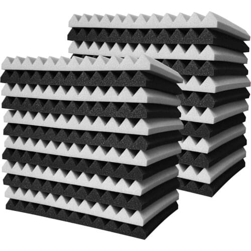 24 Pcs Acoustic Foam Board,Studio Wedge Tile,Acoustic Foam Soundproof Pyramid Studio Treatment Wall Panel 2.5X30X30cm Retail