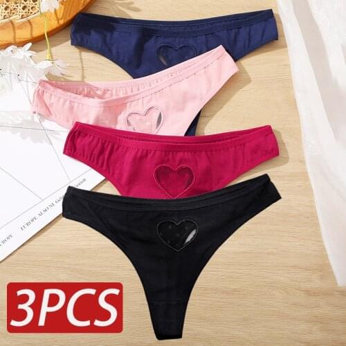 Cotton Seamless Thong Women Transparent Heart Low Waist Panties Sexy Ladies Underwear Panty Comfortable Womens Lingerie Thongs