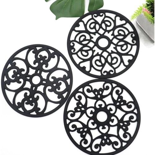 3PC Silicone Coasters Hollow Heat Insulated Cup Mats Non-slip Table Bowl Placemat Home Decor Desktop Centerpiece Decorations
