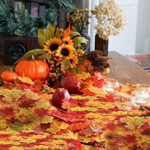 Fashion 50Pcs/Bag Vivid Artificial Maple Leaves High Simulation Fabric DIY Fadeless Faux Plant Leaf Prop for Halloween Party