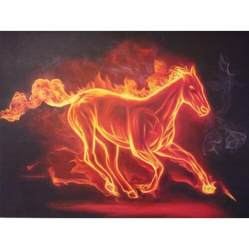 5D Full Drilled Diy Diamond Painting Animal Horse Fire Handmade Cross Stitch Resin Square Diamond Sets Diamond Embroidery