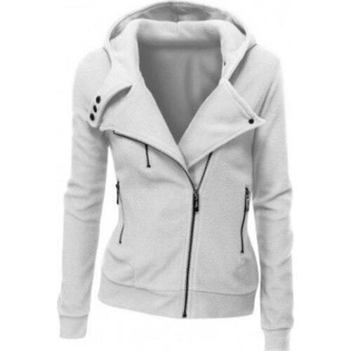 Basic Jackets Jacket Women Fashion Women Coat Diagonal Zipper Hooded Sweater Casual Dress