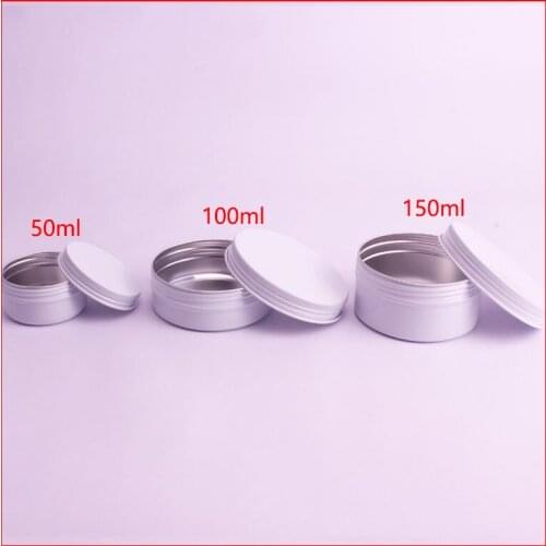 50/100/150ml white aluminum jar/metal cream jar aluminum tin metal cosmetic container for cream powder gel use 100pcs/lot