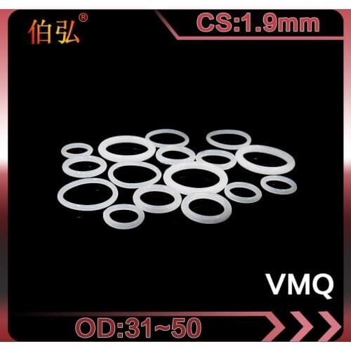 White Silicon O-Ring 5PCS/lot Silicone/VMQ CS1.9mm OD31/32/34/35/36/38/40/42/45/46/50mm O Ring Seal Rubber Gasket Rings Washer