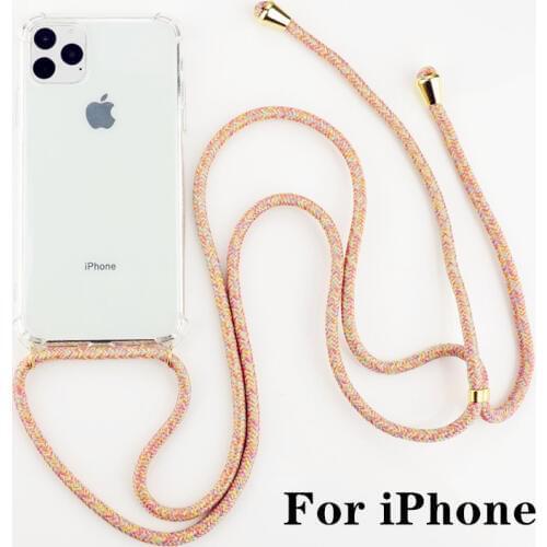 For iPhone 11 Case Necklace Lanyard Shoulder Rope Cord Clear Soft TPU Phone Cover for iPhone XR 11 Pro Max XS MAX X 7 8 6 S plus