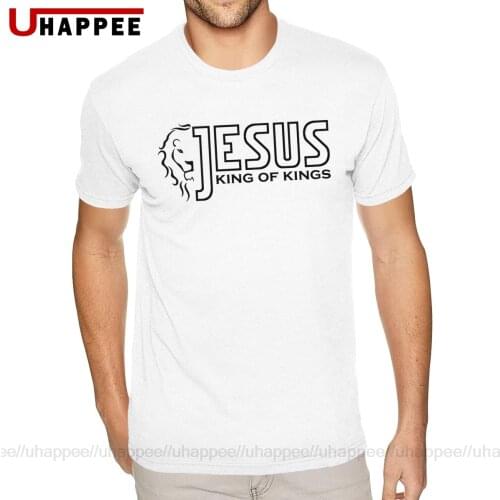 Cheap Graphic Jesus Is King T Shirt Mens Custom Printed Short Sleeves Pure Cotton O Neck Tees Shirts