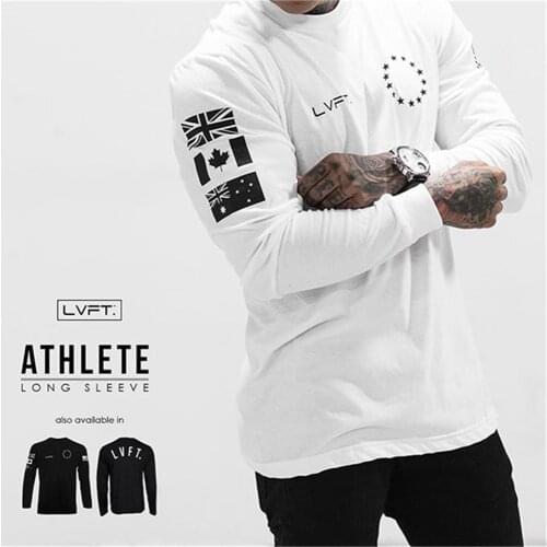 Mens New Fitness Long Sleeve T-Shirt Sports Running Training Hoodies Sweatshirt Gym Cotton Male Pullover Sweater Workout Cloth