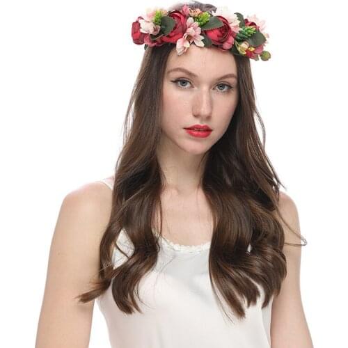 Korean Bridal Flower Crown Headdress Garland Wedding Dress Simulation Flower Hairband Mori Women Beach Party Hair Accessories
