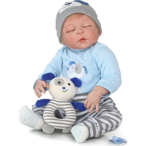 NPK 23" Bebe boy reborn full silicone reborn baby dolls real sleeping newborn babies bonecas children gift soft BJD doll