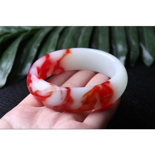 Ice type emerald color quartz rock jade bracelet genuine Red and white bracelet female jade bracelet