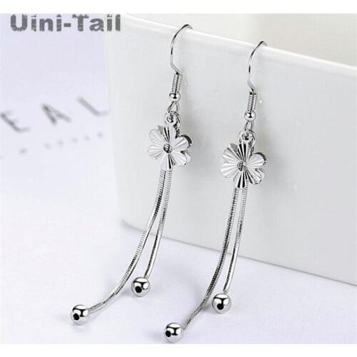 Uini-Tail hot new 925 sterling silver long plum earrings simple exquisite long tassel plum earrings sweet girl heart ear jewelry