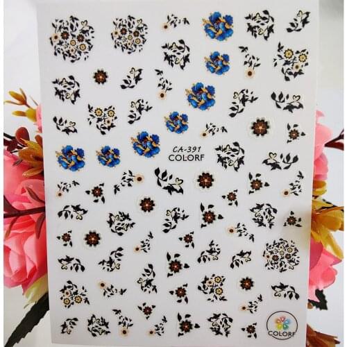 Small fresh Flowers Leaf Design 3D Nail Sticker Self-adhesive Nail Art Decoraciones Foil Decals Manicure Accessories on Nails