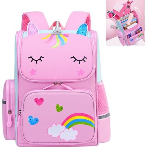 Cute Girls Princess Pink School Backpack 3D Cartoon Unicorn Children School Bags Lightweight WaterProof Primary Kids Schoolbags