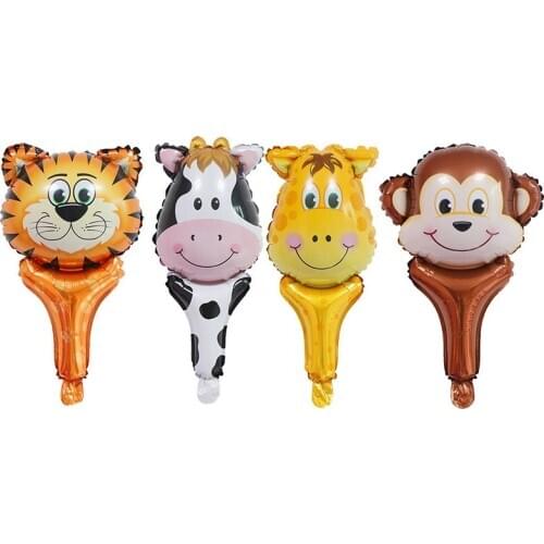 Cartoon Animal Hand Stick Birthday Cake Sun Flower Aluminum Foil Balloon Party Decoration Children Inflatable Toy