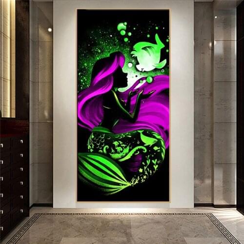 Mermaid Fairy Fish Full Square Drill 5D Diy Round Diamond Painting Diamond Embroidery Cross Stitch Home Decoration Painting