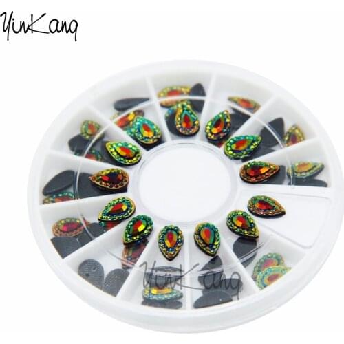 New White Black Rhinestone 3d Nail Art Decorations Wheel DIY Glitter UV Gel Tips Accessories Supplies