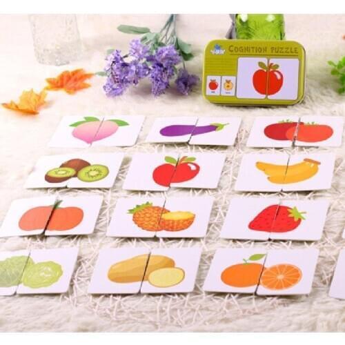 New Arrival Baby Toys Infant Early Head Start Training Puzzle Cognitive Card Vehicl/Fruit/Animal/Life Set Pair Puzzle Baby Gift