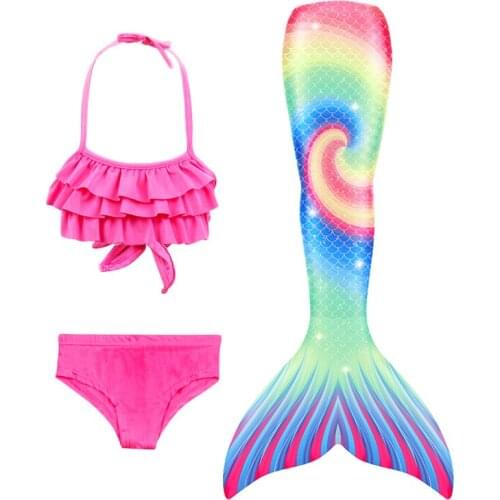 NEW Arrival ! Mermaid Tails For Kids Swimming Bathing Suits Halloween Party Costume Girls Swimmable Swimsuit Can add Fin C32K105