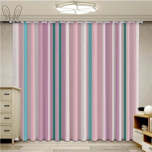 Rainbow Stripes Curtain Pink for Living Room Sheer Fabrics for Window Bedroom Linen Tulle Curtains Drapes