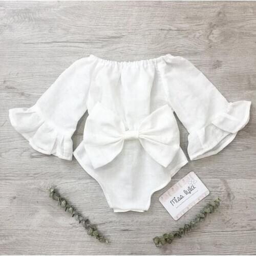 Newborn Infant Baby Girl Clothes Ruffle Long Sleeve Rompr Jumpsuit Summer Bow Outfit Clothing Solid Casual Baby Clothes