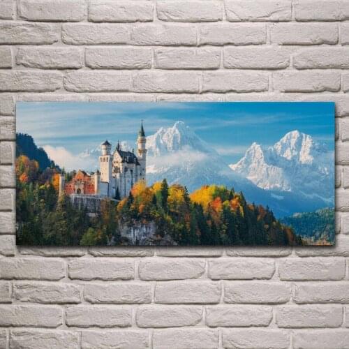 Autumn Neuschwanstein Castle Germany Bayern forest mountains living room home decor art print wood frame fabric poster MC837