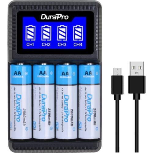DuraPro AA AAA Ni-MH Ni-Cd Rechargeable Battery Charger Set for aa aaa Calculator MP3 Player,Remote control,Toys,Speaker,Camera