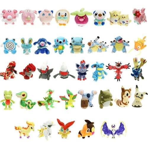 Pokemon Plush Stuffed Toy Poliwhirl Lunala Mimikyu Horsea Rowlet Blastoise Popplio Froakie Togepi Plush Doll Toys Kids Gifts